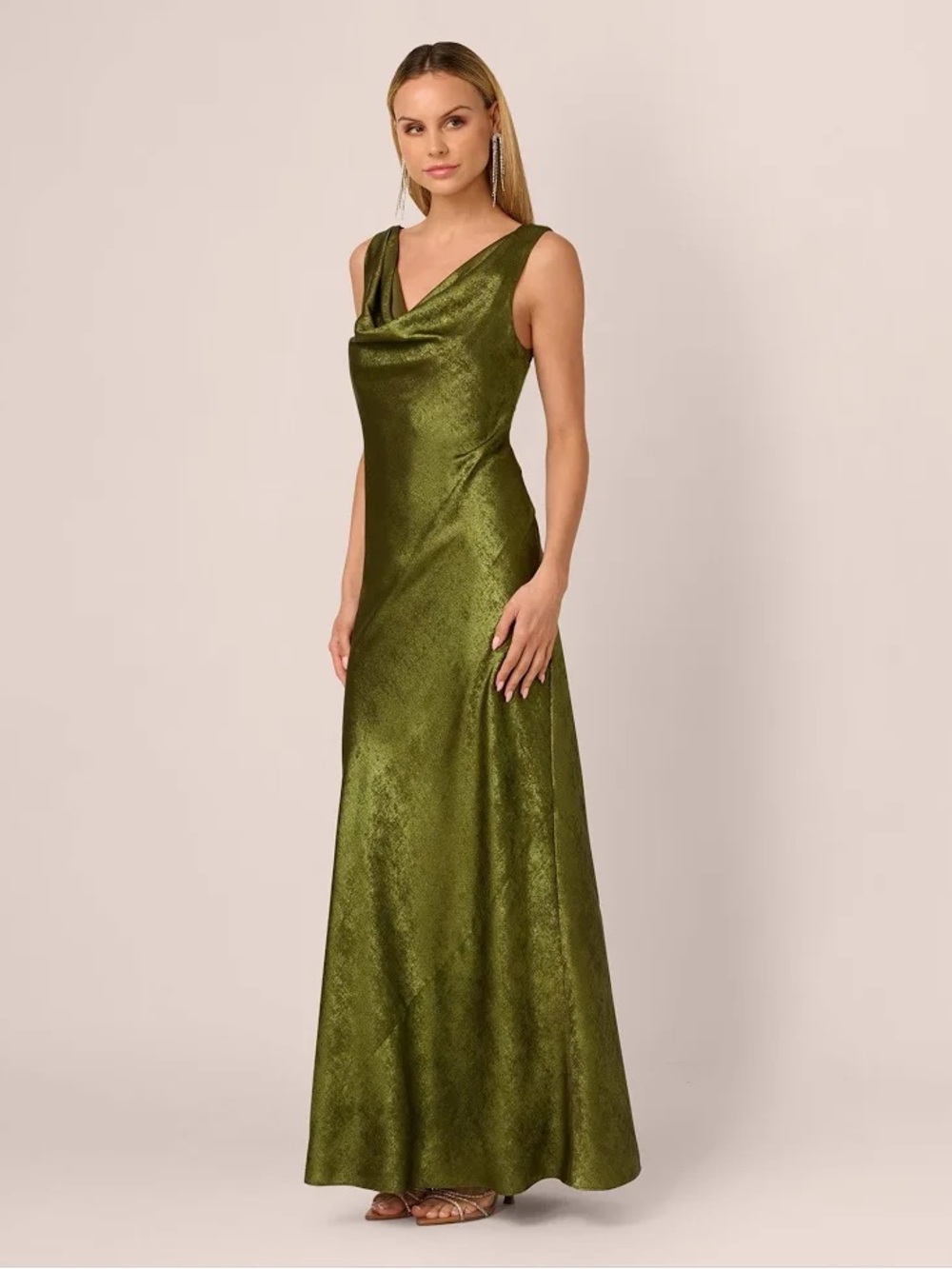 New Adrianna Papell Women's Cowl Neck Foil Gown Size 14 (NWT-New With Tags)